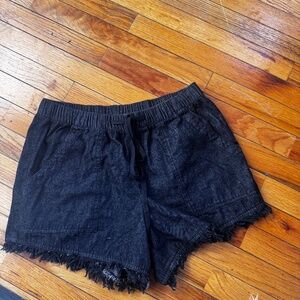 Short Black Denim Shorts with drawstring